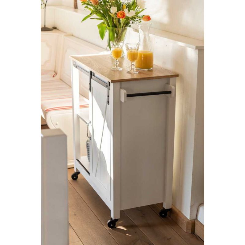 Mini bar alb cu 3 rafturi si usa, MDF si lemn, 80 x 88,5 x 40 cm, Wenko Country House 54130100 - 8