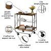Mini bar pliabil cu roti transport, 2 rafturi, metal si MDF, 68 x 40,6 x 70 cm, Wenko Deluxe Walnut 713003100 - 5