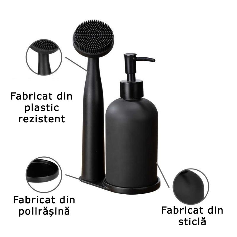 Set dispenser sapun lichid si perie pentru bucatarie Wenko Black Outdoor Kitchen Piedo 55077100 - 3