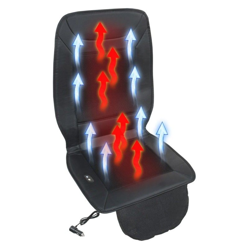 Husa scaun auto cu ventilatie si incalzire, 12V, 3 trepte de viteza, negru, textil si piele sintetica - 1 Husa scaun auto cu ventilatie si incalzire, 12V, 3 trepte de viteza, negru, textil si piele sintetica - 1