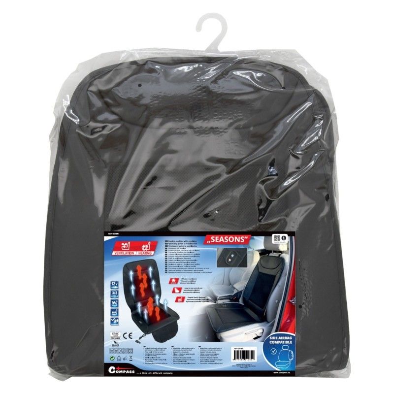 Husa scaun auto cu ventilatie si incalzire, 12V, 3 trepte de viteza, negru, textil si piele sintetica - 4