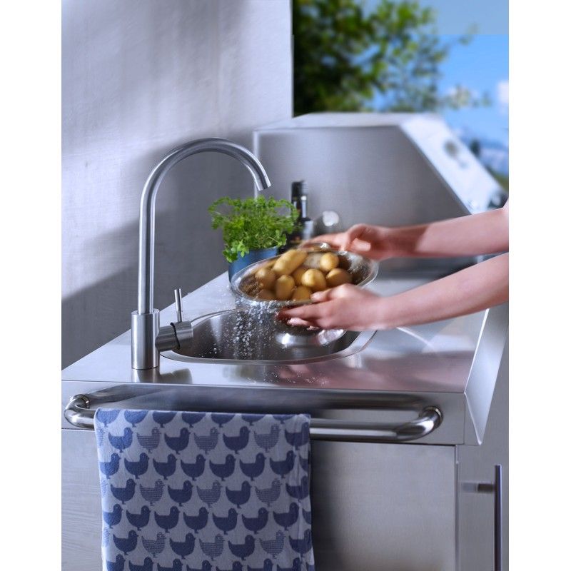 Bucatarie exterior din inox, gratar gaz 4 arzatoare, arzator lateral, chiuveta, frigider 65 l, Buschbeck Oxford - 6