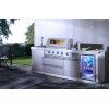 Bucatarie exterior din inox, gratar gaz 4 arzatoare, arzator lateral, chiuveta, frigider 65 l, Buschbeck Oxford - 2