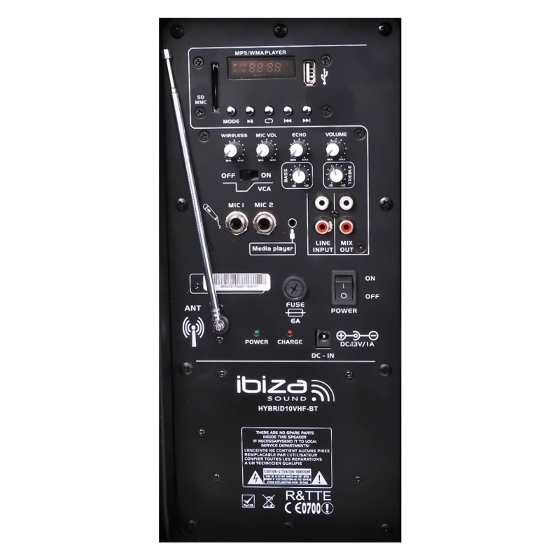 Boxa portabila activa Ibiza difuzor 25CM 200W microfon bluetooth HYBRID10VHF-BT - 3