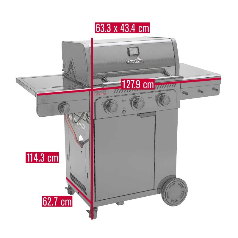 Gratar pe gaz Char-Broil Essential 3 G cu 3 arzatoare, grile din fonta, TRU-Infrared 140234 - 8