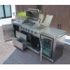 Bucatarie exterior din inox, gratar gaz 4 arzatoare, arzator lateral, chiuveta, frigider 65 l, Buschbeck Oxford - 4