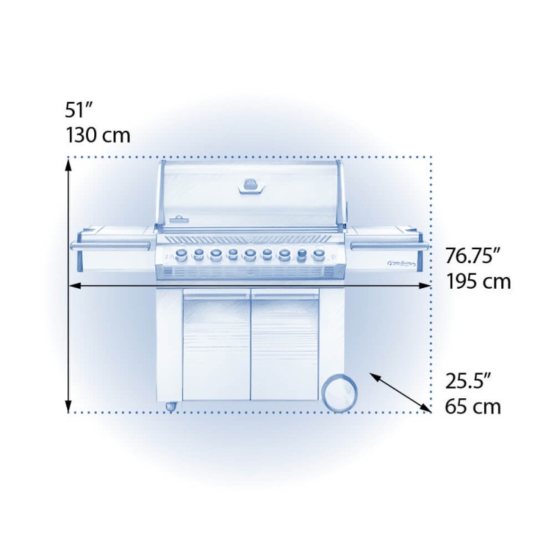 Gratar pe gaz din inox 5 arzatoare arzator lateral arzator spate infrarosu Napoleon Prestige PRO 665 RSIB PRO665RSIBPSS-3 - 11