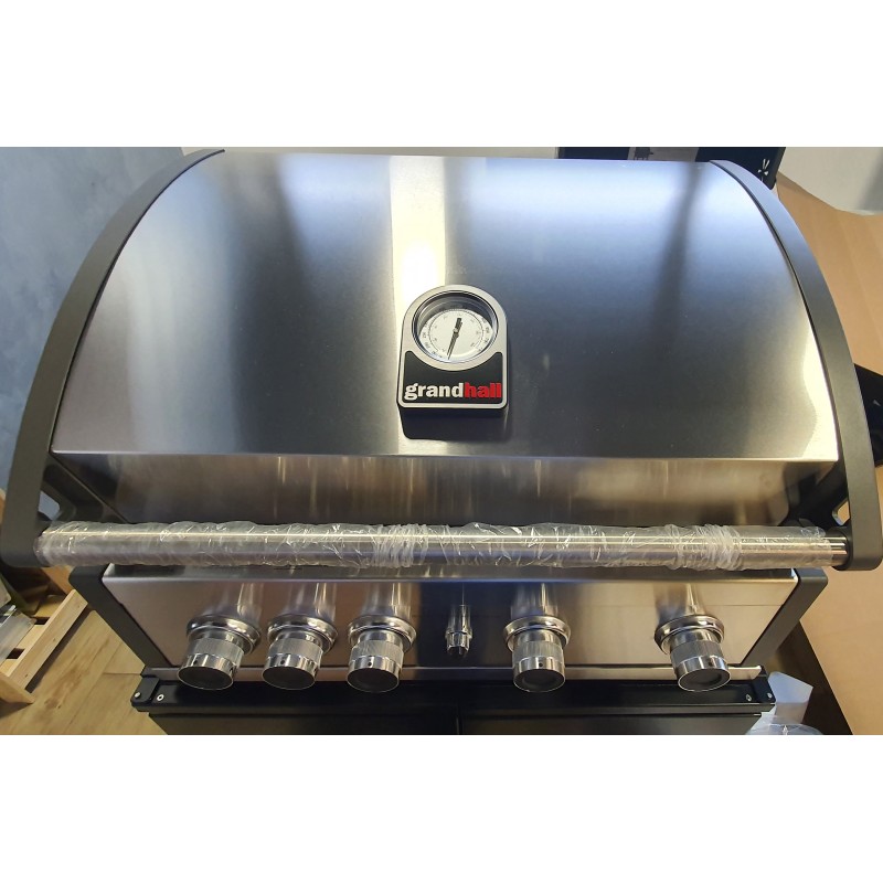 Gratar pe gaz cu 5 arzatoare 4 inox si 1 infrarosu, incastrabil, grile si plita fonta, Grandhall Pro Elite 4 K04000309A - 11