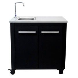 Modul bucatarie de exterior, doua usi, chiuveta, robinet, blat de lucru din inox Cozze negru 90x60x90 cm RES02-90529 - 1