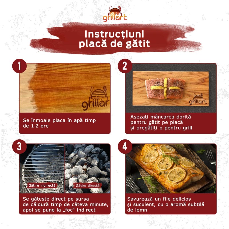 Set 2 placi din lemn de cires XL 30x14,5x1 cm pentru gatit la gratar Grillart GA-1003-5 - 3