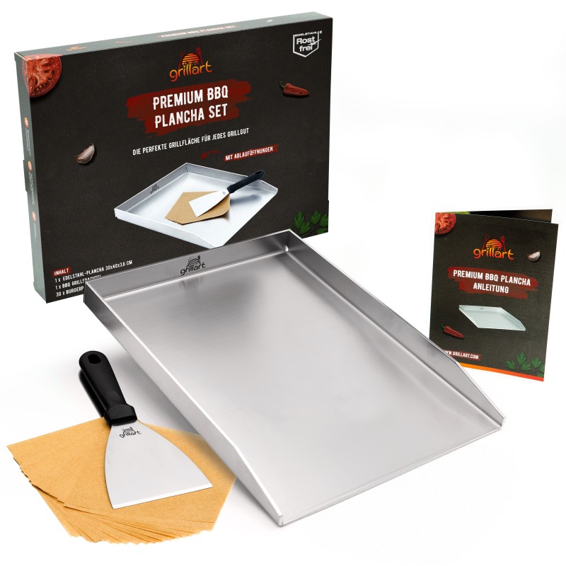 Plita tip plancha cu spatula din inox de 4 mm, dimensiune universala 30x40x3,6 cm, compatibila inductie Grillart GA-1031-2 - 1 Plita tip plancha cu spatula din inox de 4 mm, dimensiune universala 30x40x3,6 cm, compatibila inductie Grillart GA-1031-2 - 1