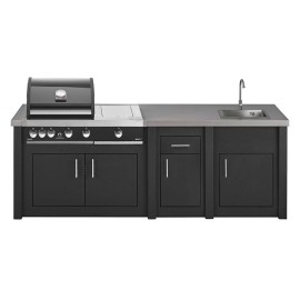 Bucatarie de exterior Grandhall Grandpro by Stoll, Graphite Aluminum, gratar Premium G4 Plus, sear burner, chiuveta SGPP3SDD00 -