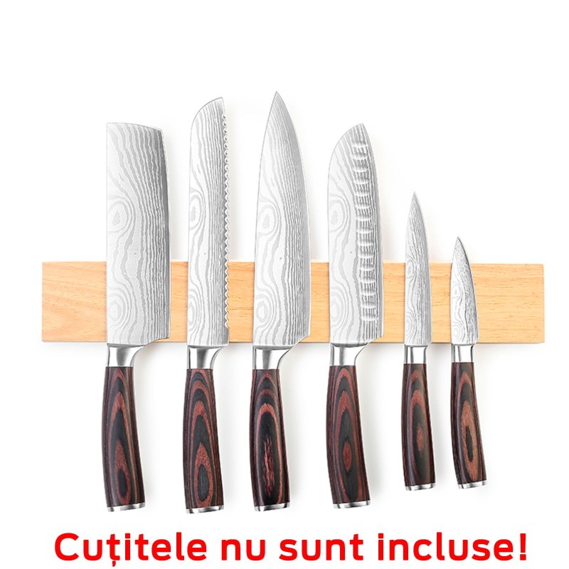 Suport bara magnetica pentru cutite cu aspect de lemn 46 cm Paudin KB1 - 1 Suport bara magnetica pentru cutite cu aspect de lemn 46 cm Paudin KB1 - 1