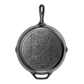 Tigaie adanca rotunda din fonta cu maner si logo Sugar Skull Lodge 30,5 cm L-10SKULL - 1