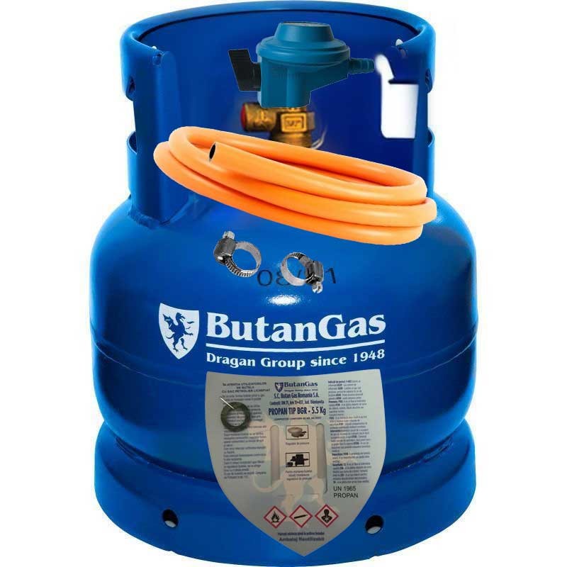 Butelie ButanGas Camping 8,1 Kg 37,5x30cm cu incarcatura propan 5,5 Kg include regulator Altinboga si furtun 80cm - 1 Butelie ButanGas Camping 8,1 Kg 37,5x30cm cu incarcatura propan 5,5 Kg include regulator Altinboga si furtun 80cm - 1