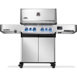 Gratar pe gaz otel inox, 4 arzatoare, arzator lateral, arzator spate infrarosu Napoleon Prestige 500 RSIB WIFI P500VXRSIBPSS
