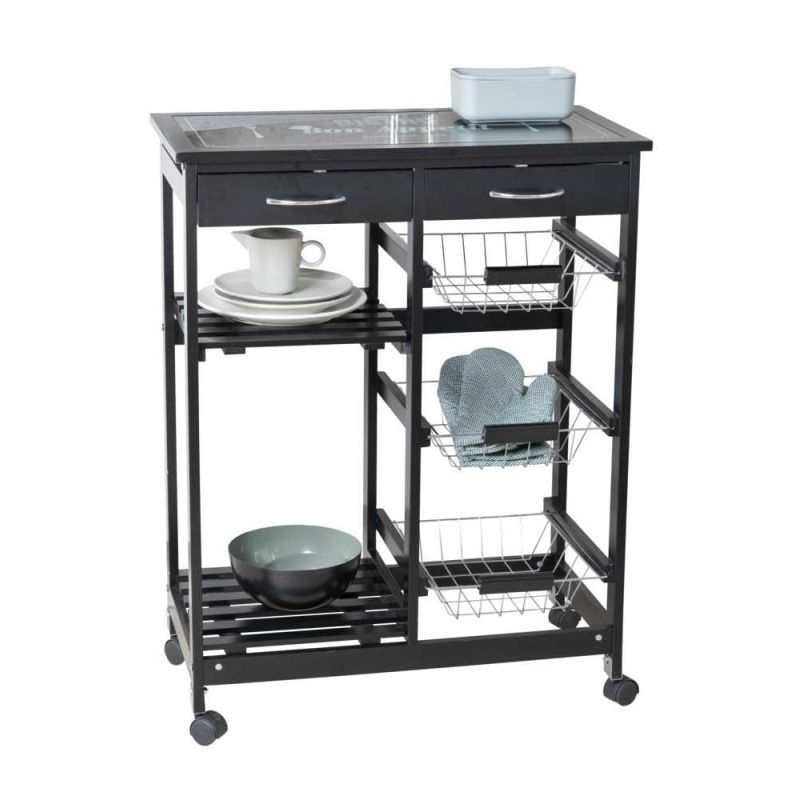 Mini bar, polite si sertare, negru, MDF, 67 x 86,5 x 35 cm Wenko Bon Appetit RES02-54128100 - 1 Mini bar, polite si sertare, negru, MDF, 67 x 86,5 x 35 cm Wenko Bon Appetit RES02-54128100 - 1