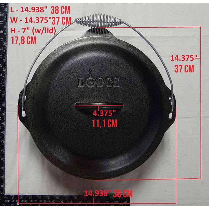 Ceaun din fonta cu capac - cuptor olandez Lodge 33 cm 8,5 litri L-12DO3 - 18
