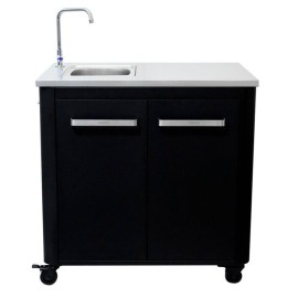 Modul bucatarie de exterior cu doua usi, cu chiuveta, robinet si blat de lucru din inox Cozze negru 90x60x90 cm 90529 - 1