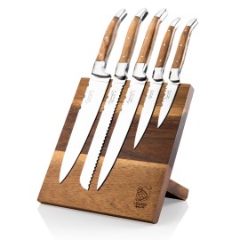 Set 5 cutite de bucatarie cu suport magnetic din lemn de maslin Laguiole Style de Vie Luxury Line KOKSMESSETOLIJF - 1