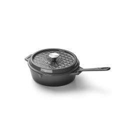 Tigaie si oala adanca rotunda din fonta emailata, capac, maner detasabil, diametru 25 cm, 7,5 cm inaltime, Grandpro A03001004 - 