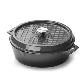 Tigaie si oala adanca rotunda din fonta emailata, contine capac, diametru 30 cm, 8,5 cm inaltime, Grandpro A03001005T - 1