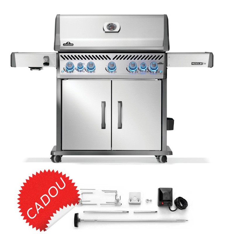 Gratar pe gaz din inox, 5 arzatoare principale, arzator spate si lateral infrarosu, include kit rotiserie, Napoleon Rogue 625 Pr Gratar pe gaz din inox, 5 arzatoare principale, arzator spate si lateral infrarosu, include kit rotiserie, Napoleon Rogue 625 Pr