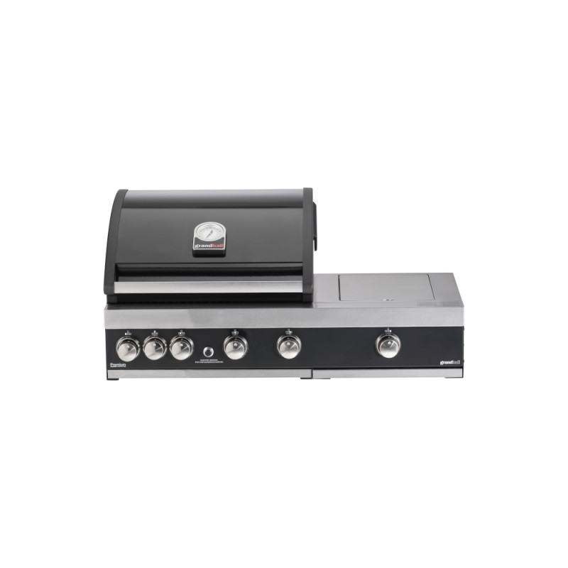 Gratar pe gaz cu 4 arzatoare din inox Grandhall Premium G4 plus si arzator lateral sear burner K04000326A, incastrabil - 1 Gratar pe gaz cu 4 arzatoare din inox Grandhall Premium G4 plus si arzator lateral sear burner K04000326A, incastrabil - 1