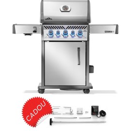 Gratar pe gaz din inox, cu 3 arzatoare principale, arzator spate, arzator lateral infrarosu Napoleon Rogue PRO-S 425 inox RPS425