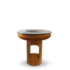 Gratar pe lemne din otel corten cu plita rotunda 100 cm diametru, corten, BonFeu 10002R - 1