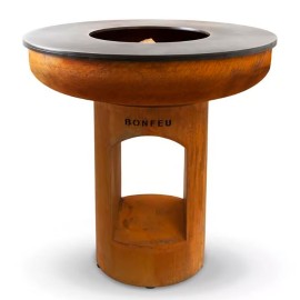 Gratar pe lemne din otel corten cu plita rotunda 100 cm diametru, corten, BonFeu 10002R - 1