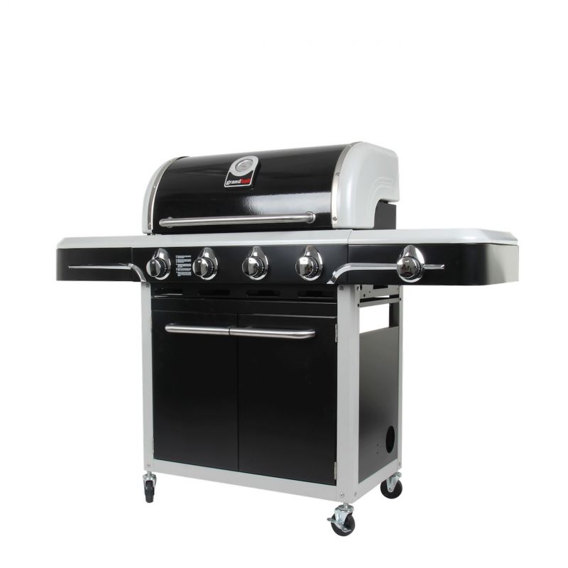 Gratar pe gaz cu 5 arzatoare din inox, gratare si plita din fonta, Grandhall Bel Air Black K04000104A - 1 Gratar pe gaz cu 5 arzatoare din inox, gratare si plita din fonta, Grandhall Bel Air Black K04000104A - 1