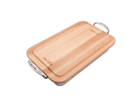Tava din inox cu tocator de lemn Char-Broil 140014 - 1 Tava din inox cu tocator de lemn Char-Broil 140014 - 1