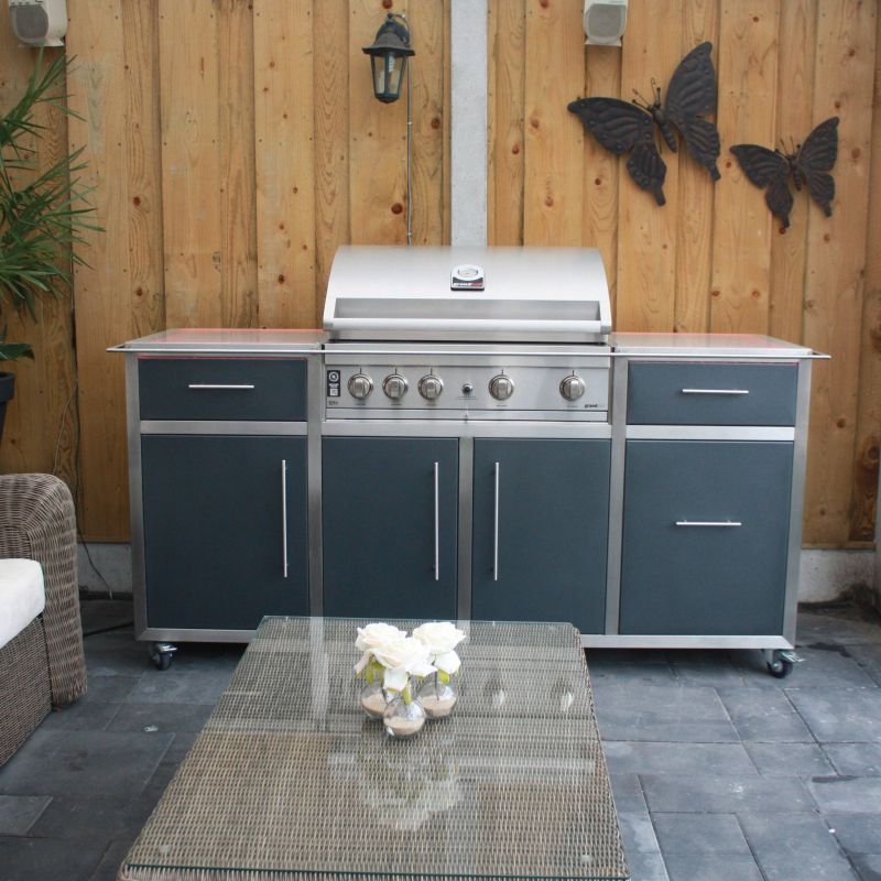 Gratar pe gaz cu 5 arzatoare (4 inox + 1 infrarosu), incastrabil, grile inox, plita fonta, Grandhall Elite GT4S-S K04000202A - 1