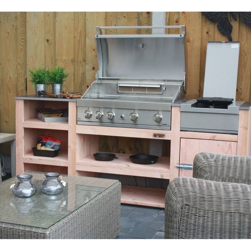 Gratar pe gaz cu 5 arzatoare (4 inox + 1 infrarosu), incastrabil, grile inox, plita fonta, Grandhall Elite GT4S-S K04000202A - 1
