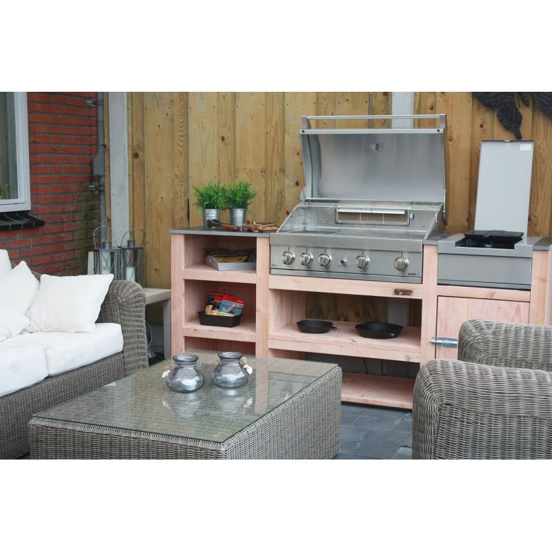 Gratar pe gaz cu 5 arzatoare (4 inox + 1 infrarosu), incastrabil, grile inox, plita fonta, Grandhall Elite GT4S-S K04000202A - 1