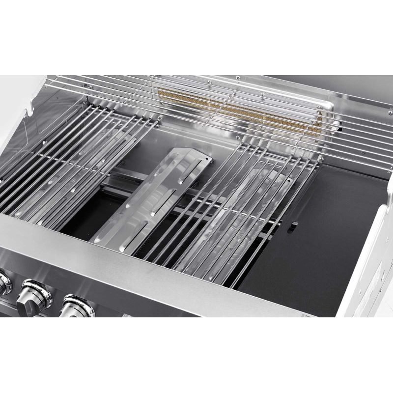 Gratar pe gaz cu 5 arzatoare (4 inox + 1 infrarosu), incastrabil, grile inox, plita fonta, Grandhall Elite GT4S-S K04000202A - 1