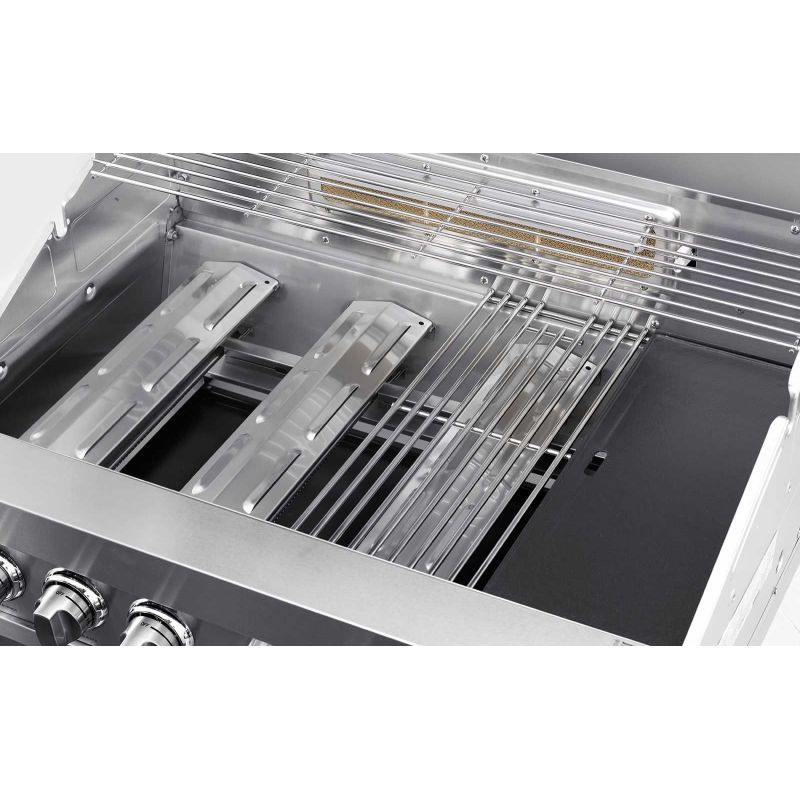 Gratar pe gaz cu 5 arzatoare (4 inox + 1 infrarosu), incastrabil, grile inox, plita fonta, Grandhall Elite GT4S-S K04000202A - 1