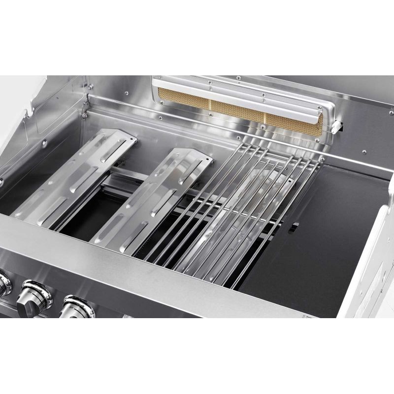 Gratar pe gaz cu 5 arzatoare (4 inox + 1 infrarosu), incastrabil, grile inox, plita fonta, Grandhall Elite GT4S-S K04000202A - 1
