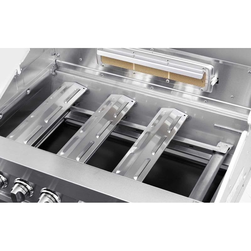 Gratar pe gaz cu 5 arzatoare (4 inox + 1 infrarosu), incastrabil, grile inox, plita fonta, Grandhall Elite GT4S-S K04000202A - 1