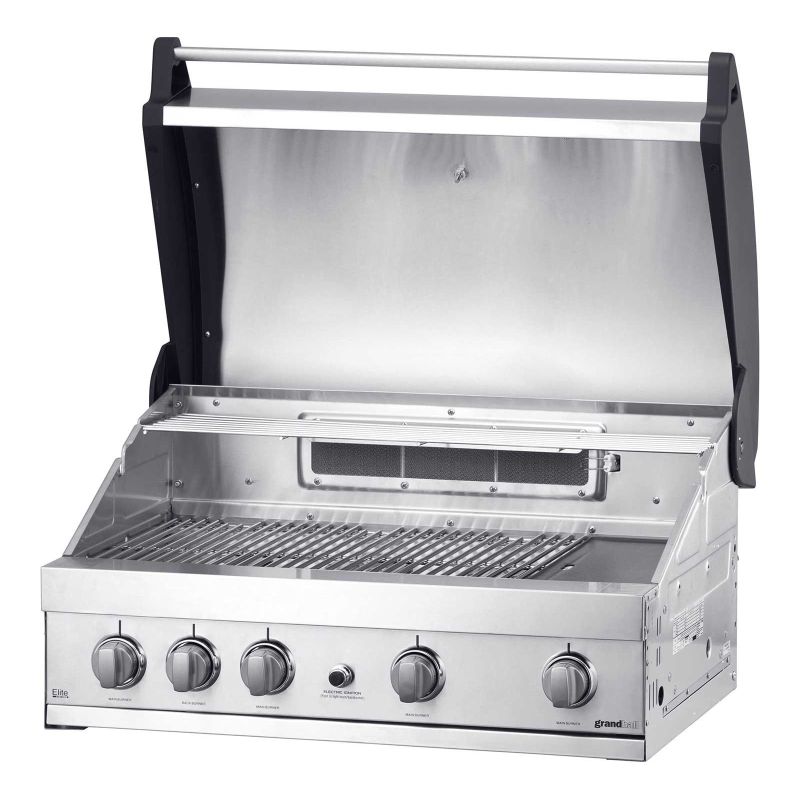 Gratar pe gaz cu 5 arzatoare (4 inox + 1 infrarosu), incastrabil, grile inox, plita fonta, Grandhall Elite GT4S-S K04000202A - 5