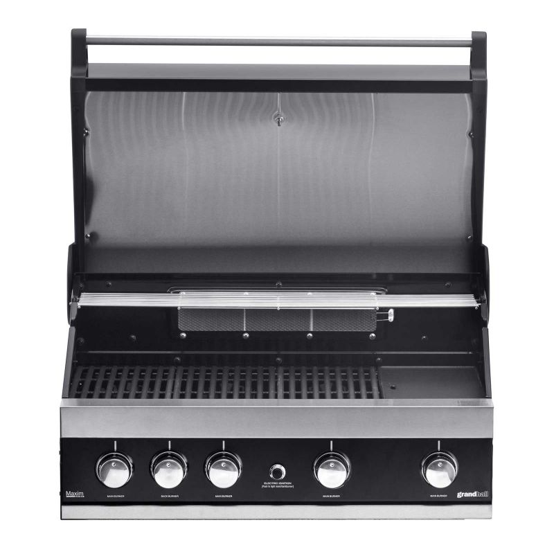 Gratar pe gaz cu 5 arzatoare (4 inox + 1 infrarosu), incastrabil, grile fonta, plita fonta, Grandhall Maxim GTI4B-V K04000199A -
