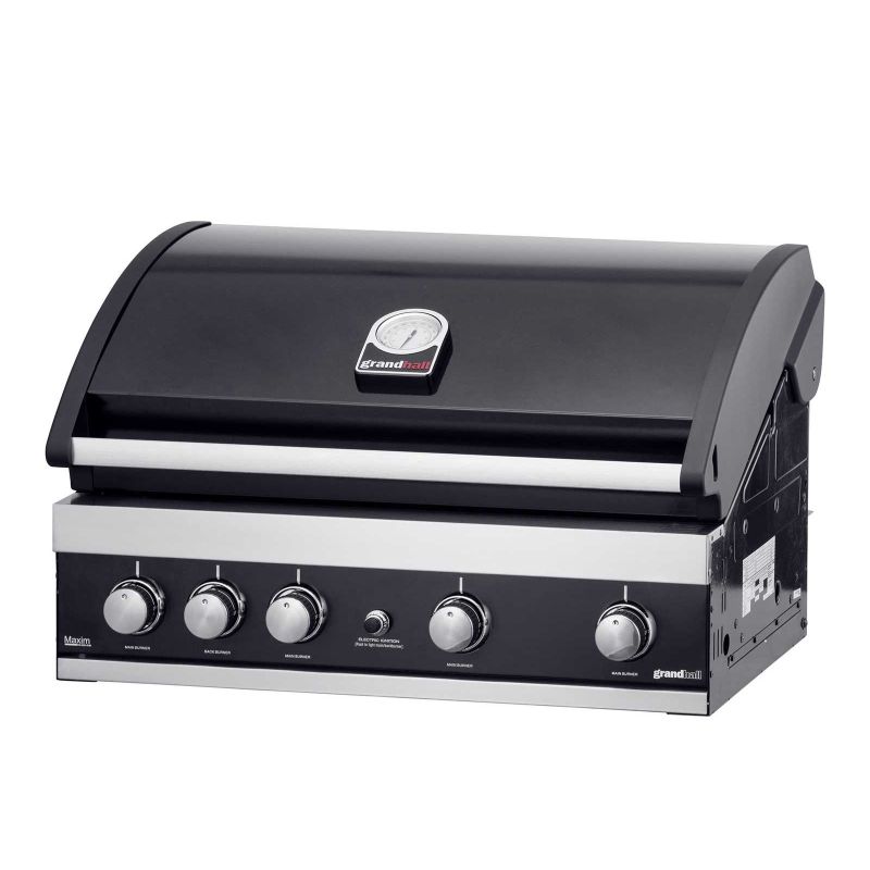 Gratar pe gaz cu 5 arzatoare (4 inox + 1 infrarosu), incastrabil, grile fonta, plita fonta, Grandhall Maxim GTI4B-V K04000199A -