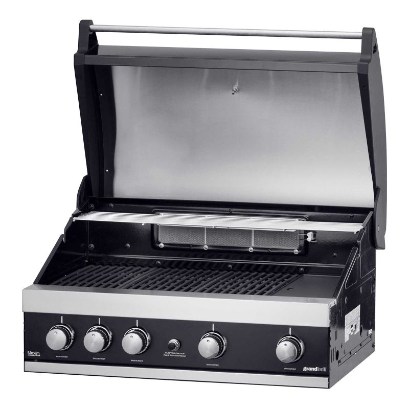 Gratar pe gaz cu 5 arzatoare (4 inox + 1 infrarosu), incastrabil, grile fonta, plita fonta, Grandhall Maxim GTI4B-V K04000199A -