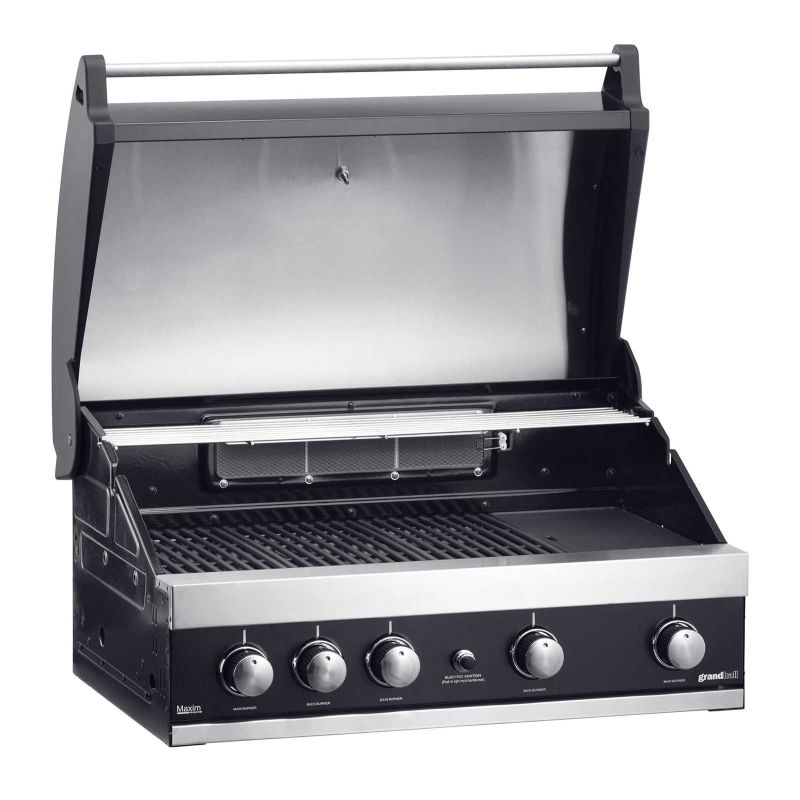 Gratar pe gaz cu 5 arzatoare (4 inox + 1 infrarosu), incastrabil, grile fonta, plita fonta, Grandhall Maxim GTI4B-V K04000199A -