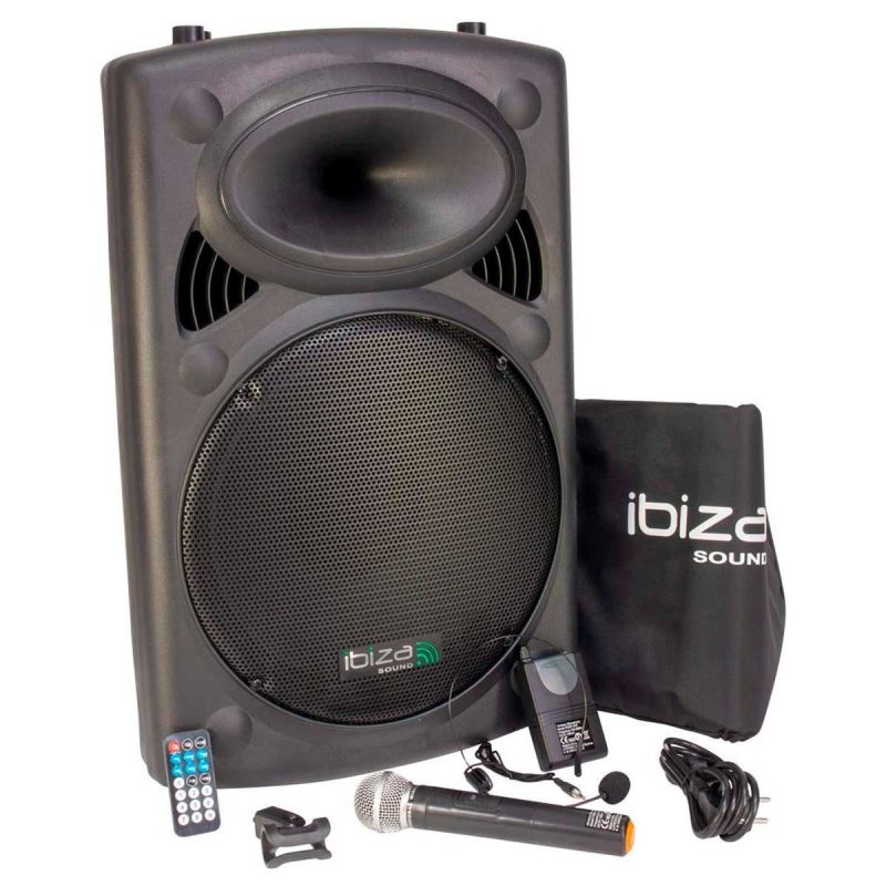 Boxa activa portabila Ibiza difuzor 38CM USB MP3 PORT15VHF-BTWH - 1