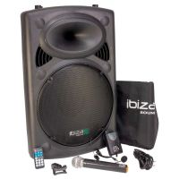 Boxa activa portabila Ibiza difuzor 38CM USB MP3 PORT15VHF-BTWH - 1
