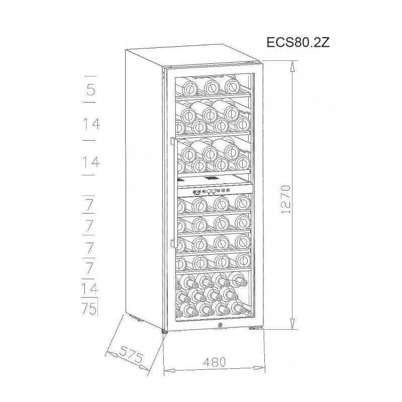 Racitor de vin, 75 sticle, compresor, 2 zone ECS80.2Z - 8
