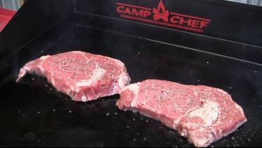 Ribeye Steaks cooked on Camp Chef flat top